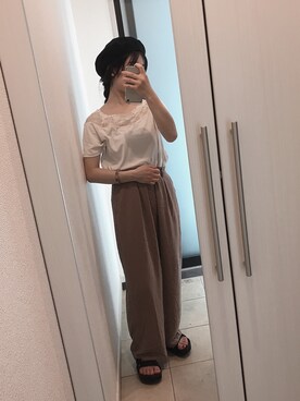 「Right-on（ライトオン）のアイテム（ハンチング/ベレー帽）」を使った、nachiさん（レディース・148cm）の夏コーディネート