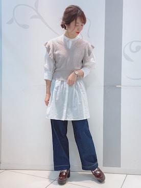 「MAJESTIC LEGON（マジェスティックレゴン）のアイテム（チュニック）」を使った、るんさん（レディース・163cm）の秋コーディネート