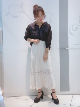 「透かし柄」｜「アイテム（パンプス）」を使った、るんさん（レディース・163cm）の秋コーディネート