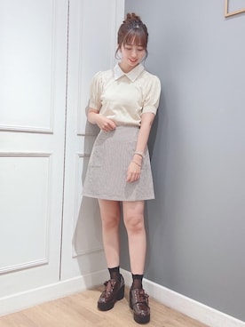 「台形スカート」｜るんさん（レディース・163cm）の夏コーディネート