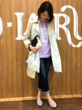 「テーパードデニム」｜「アイテム（トレンチコート）」を使った、saoさん（レディース・161cm）の春コーディネート