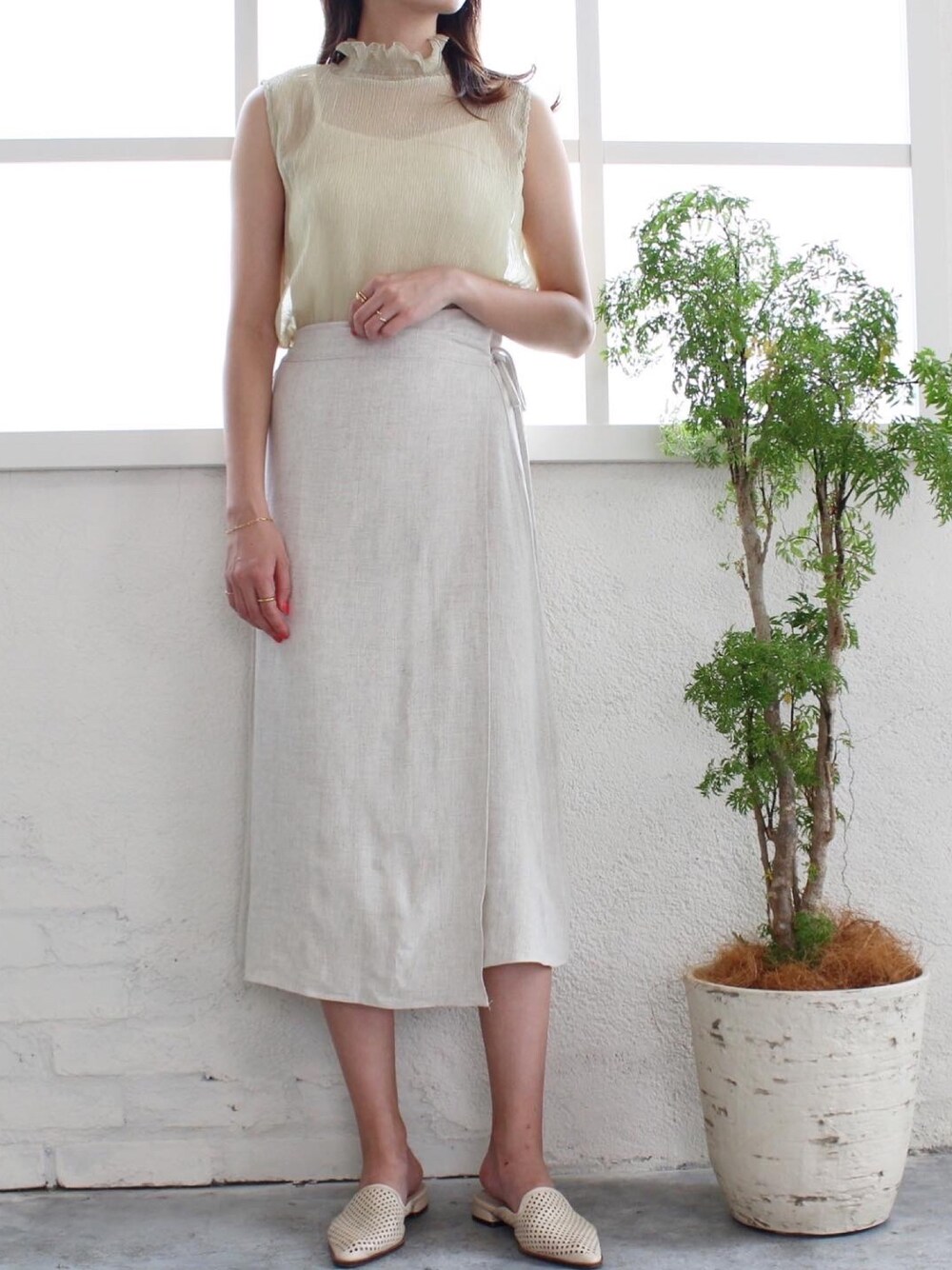 MODE ROBE（モードローブ）の「リネンラップスカート（スカート