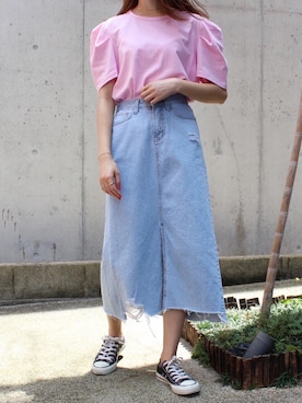 「日系极简」｜「アイテム（スカート）」を使った、MODEROBE.OFFICIALさん（レディース・165cm）の夏コーディネート