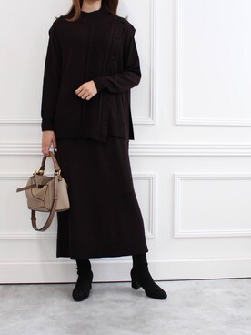 「セットアップスタイル」｜「アイテム（ワンピース/ドレス）」を使った、MODEROBE.OFFICIALさん（レディース・165cm）の秋コーディネート