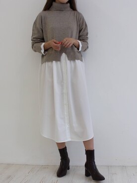 「日系极简」｜「アイテム（ブーツ）」を使った、MODEROBE.OFFICIALさん（レディース・165cm）の秋コーディネート