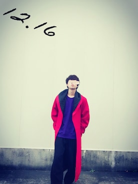 「真っ赤」｜あき(相互よろしくです)さん（メンズ・170cm）の冬コーディネート
