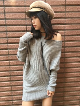 「RCWB（アールシーダブリュービー）のアイテム（帽子）」を使った、Yuさん（レディース・160cm）の冬コーディネート