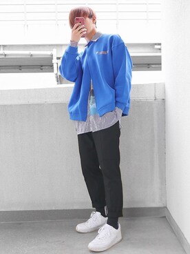 「neos（ネオス）のアイテム（スウェット）」を使った、Kazumaさん（メンズ・178cm）の夏コーディネート