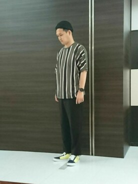 「柄×柄」｜「アイテム（スラックス）」を使った、tk.TAKEO KIKUCHI 小倉駅前アイム店さん（メンズ・175cm）の夏コーディネート
