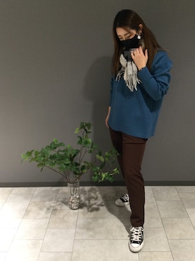 「アイテム（ストール/ショール）」を使った、tk.TAKEO KIKUCHI 小倉駅前アイム店さん（レディース・166cm）の冬コーディネート