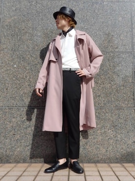 「アイテム（トレンチコート、ピンク系）」を使った、tk.TAKEO KIKUCHI 小倉駅前アイム店さん（メンズ・185cm）の冬コーディネート