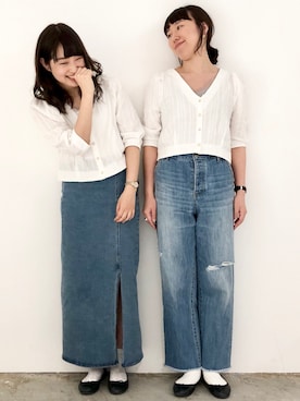 「mystic（ミスティック）のアイテム（デニムスカート）」を使った、カガヤさん（レディース・162cm）の春コーディネート