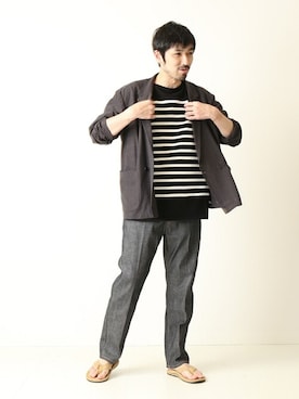 「RAINBOW SANDALS（レインボーサンダル）のアイテム」を使った、でーひーさん（メンズ・173cm）の春コーディネート