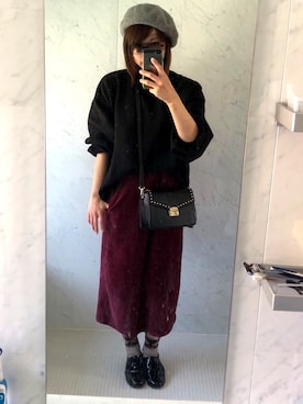 「ジーユーコーデ」｜「アイテム（ハンチング/ベレー帽）」を使った、ジャワさん（レディース・159cm）の秋コーディネート
