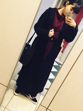 「KBF+（ケービーエフプラス）のアイテム（ハンドバッグ）」を使った、akaneさん（レディース・168cm）の冬コーディネート