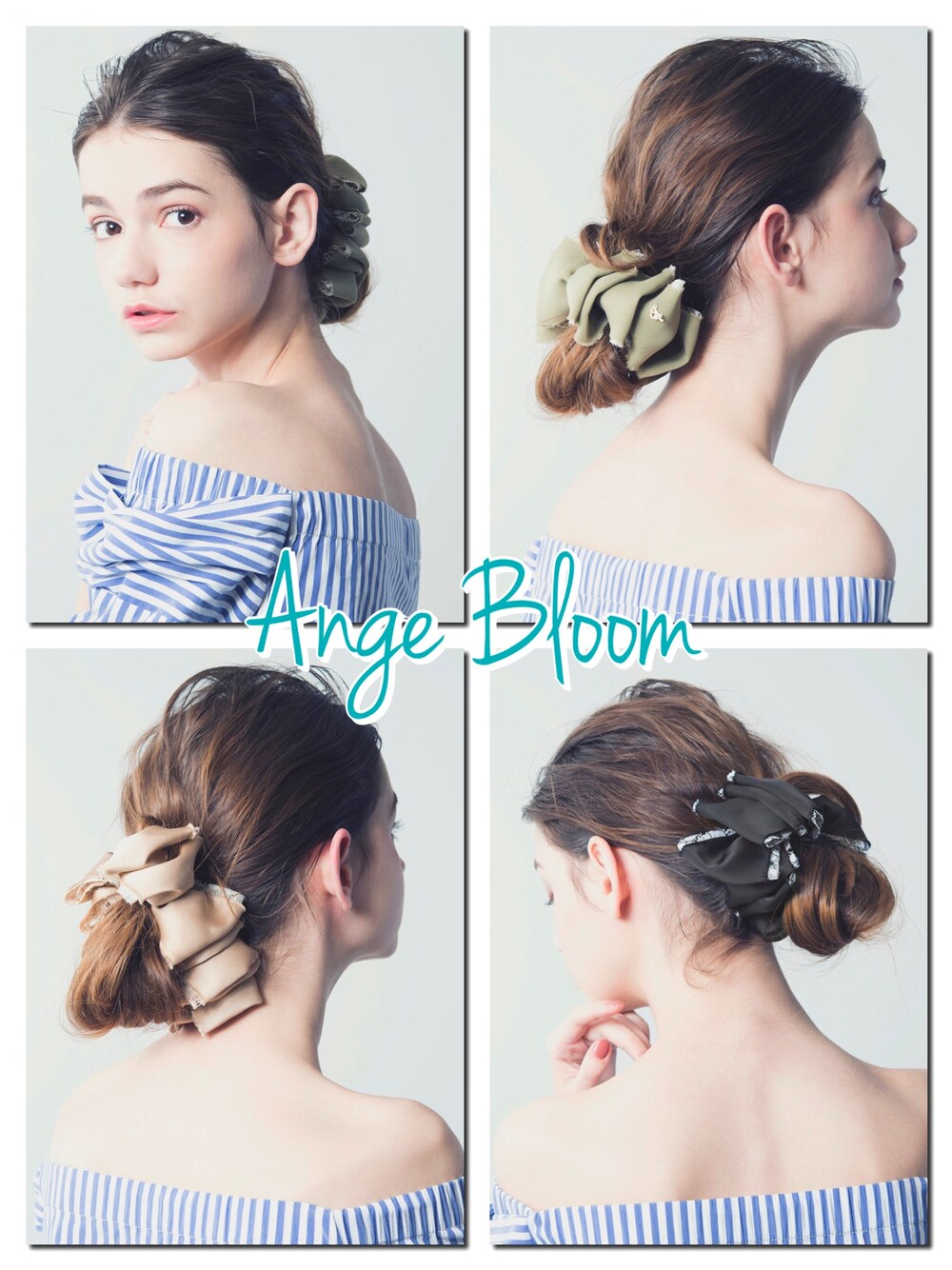 アンジェブルーム Ange Bloom バナナクリップ　 花柄とネイビーの２つ アンジェブルーム Ange Bloom バナナクリップ 花柄とネイビーの