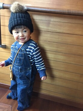 「ニコちゃん」｜「アイテム（その他）」を使った、Ren☆さん（キッズ・70cm）の冬コーディネート