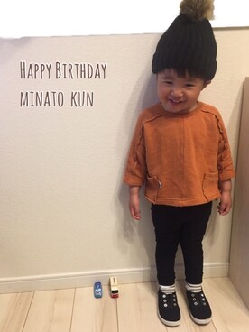 「靴下チラ見せ」｜「アイテム（その他）」を使った、Ren☆さん（キッズ・80cm）の冬コーディネート