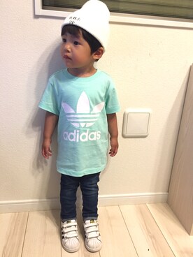 「BEAMS BOY（ビームスボーイ）のアイテム（ニットキャップ/ビーニー）」を使った、Ren☆さん（キッズ・80cm）の春コーディネート