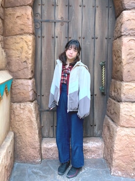 「Heather（ヘザー）のアイテム（サロペット/オーバーオール）」を使った、みくりんさん（レディース・159cm）の春コーディネート