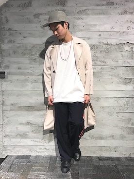「HARE（ハレ）のアイテム（チェスターコート）」を使った、山川 翔平/HARE西宮ガーデンズさん（メンズ・170cm）の春コーディネート
