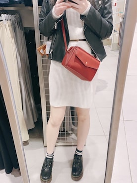 「URBAN RESEARCH（アーバンリサーチ）のアイテム（ライダースジャケット）」を使った、h361014さん（レディース・153cm）の冬コーディネート