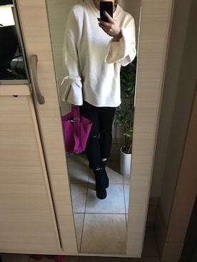 「アイテム（ドラムバッグ、ピンク系）」を使った、taccoさん（レディース・155cm）の冬コーディネート