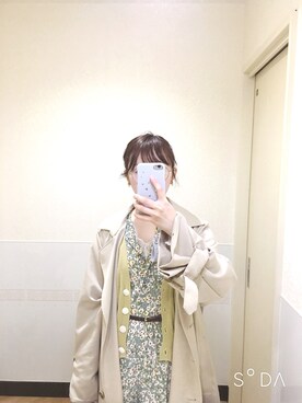 「RETRO GIRL（レトロガール）のアイテム（トレンチコート）」を使った、miiaさん（レディース・153cm）の春コーディネート