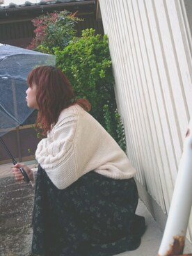 Oku-chanさんの「・フラワープリントタックフレアースカート」を使ったコーディネート