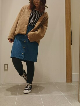 Oku-chanさんの「・フロント釦デニムスカート」を使ったコーディネート