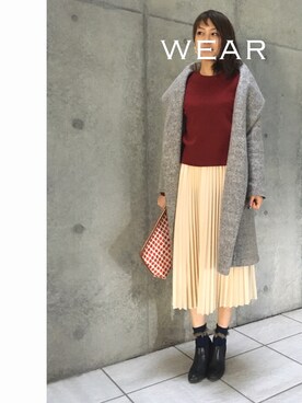 「IENA」｜「アイテム（ステンカラーコート）」を使った、naoさん（レディース・166cm）の冬コーディネート