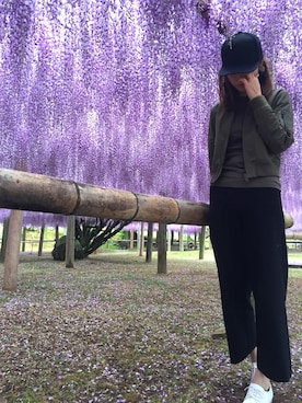 「UNIQLOU」｜「アイテム（ミリタリージャケット）」を使った、naoさん（レディース・166cm）の春コーディネート
