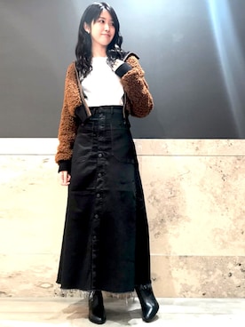 「ディーゼル」｜「アイテム（ライダースジャケット）」を使った、ナツミ@DIESEL岡山さん（レディース・162cm）の秋コーディネート