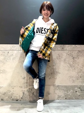 「DIESEL（ディーゼル）のアイテム（ブルゾン）」を使った、ナツミ@DIESEL岡山さん（レディース・162cm）の秋コーディネート