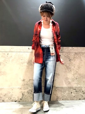 「ボーイフレンドデニム」｜ナツミ@DIESEL岡山さん（レディース・162cm）の秋コーディネート