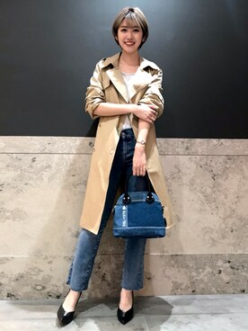 「ディーゼル」｜「アイテム（トレンチコート）」を使った、ナツミ@DIESEL岡山さん（レディース・162cm）の冬コーディネート