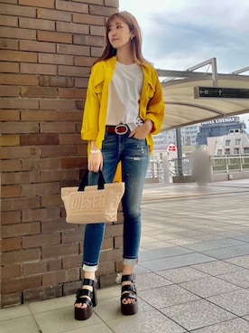 「カラーシャツ」｜ナツミ@DIESEL岡山さん（レディース・161cm）の夏コーディネート