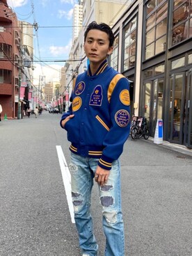 「グランジ」｜「アイテム（ブルゾン）」を使った、atさん（メンズ・178cm）の秋コーディネート