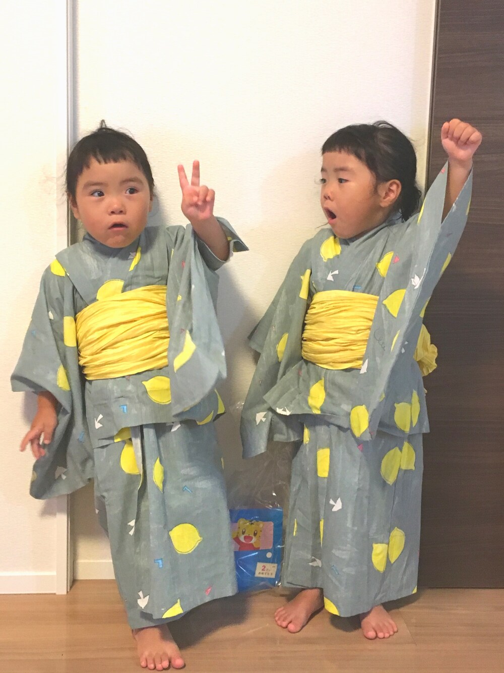 うい＊おとさんの「京都Ｓｕｂｉｋｉａｗａ食器店さんとつくった　レトロなレモン柄の浴衣 （フェリシモMama）」を使ったコーディネート