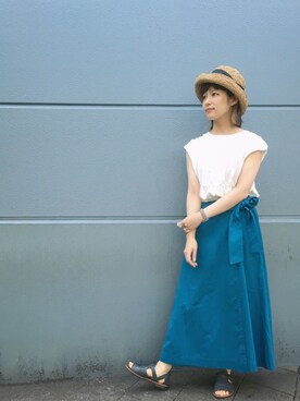 「kvell（ケベル）のアイテム（帽子）」を使った、bulle de savonさん（レディース・158cm）の夏コーディネート