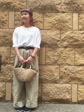 「透かし編みニット」｜bulle de savonさん（レディース・158cm）の夏コーディネート