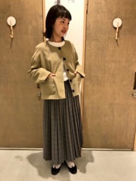 「yuni（ユニ　）のアイテム（ノーカラージャケット）」を使った、bulle de savonさん（レディース・158cm）の夏コーディネート