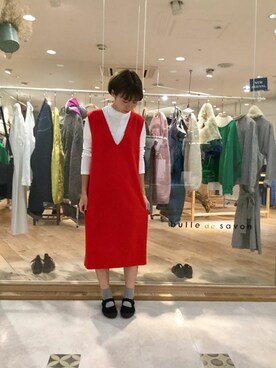 Ambidex アンビデックス W Acミラノリブ ｖネックノースリワンピースを使った人気ファッションコーディネート Wear