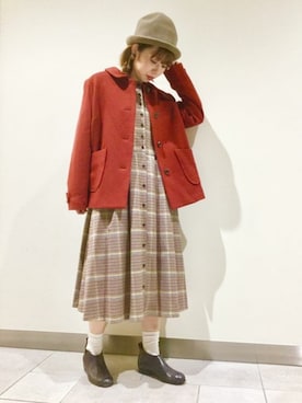 bulle de savon（ビュルデサボン）の「CHECK タックワンピース