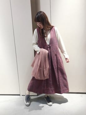「アイテム（ジャンパースカート）」を使った、bulle de savonさん（レディース・158cm）の秋コーディネート