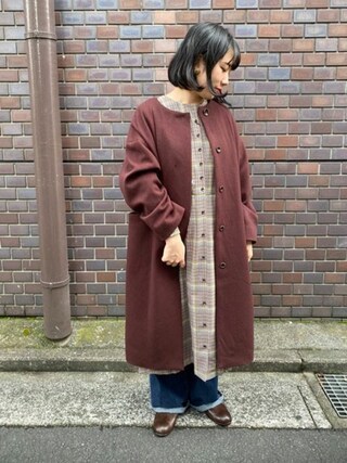 bulle de savon（ビュルデサボン）の「CHECK タックワンピース