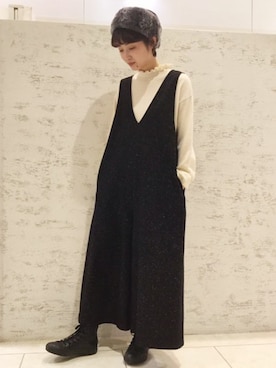 「yuni（ユニ　）のアイテム（オールインワン・サロペット）」を使った、bulle de savonさん（レディース・158cm）の秋コーディネート