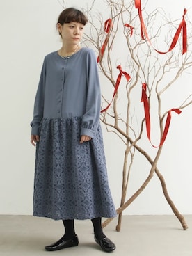 Bulle De Savon ビュルデサボン の 花ドット ジャガード 切替ワンピース ワンピース Wear