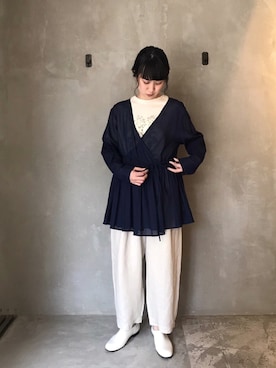 「yuni」｜「アイテム（スリッポン）」を使った、bulle de savonさん（レディース・153cm）の春コーディネート