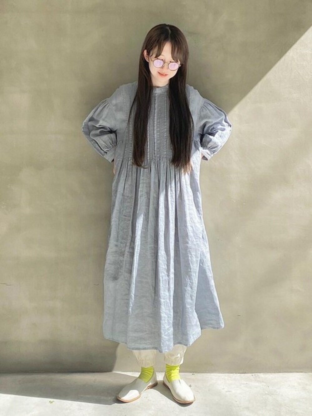 bulle de savon（ビュルデサボン）の「リネンピンタック ワンピース